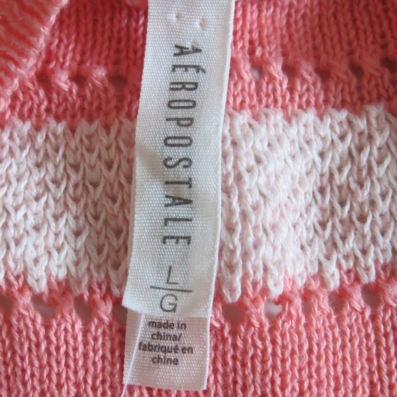 AEROPOSTALE Cotton Blend Stripe Long Sleeve V Neck Knit Sweater - Size Large - Picture 4 of 5